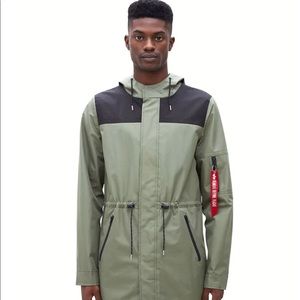 Mens Alpha Industries Sage Green Deluge Ripstop Fishtail Jacket - S